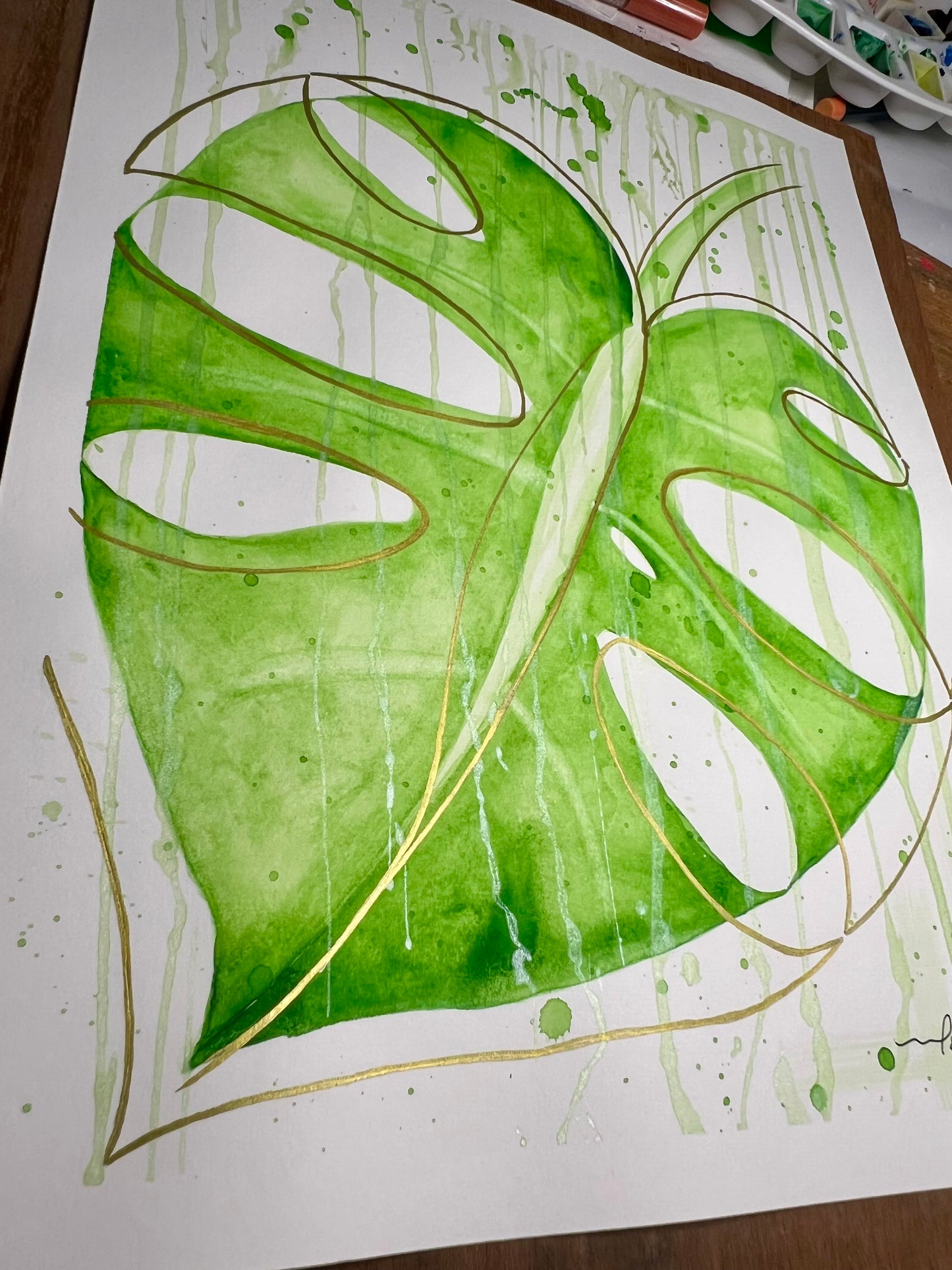 Monstera abstrait 9x11