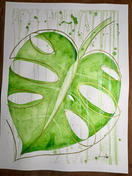 Monstera abstrait 9x11